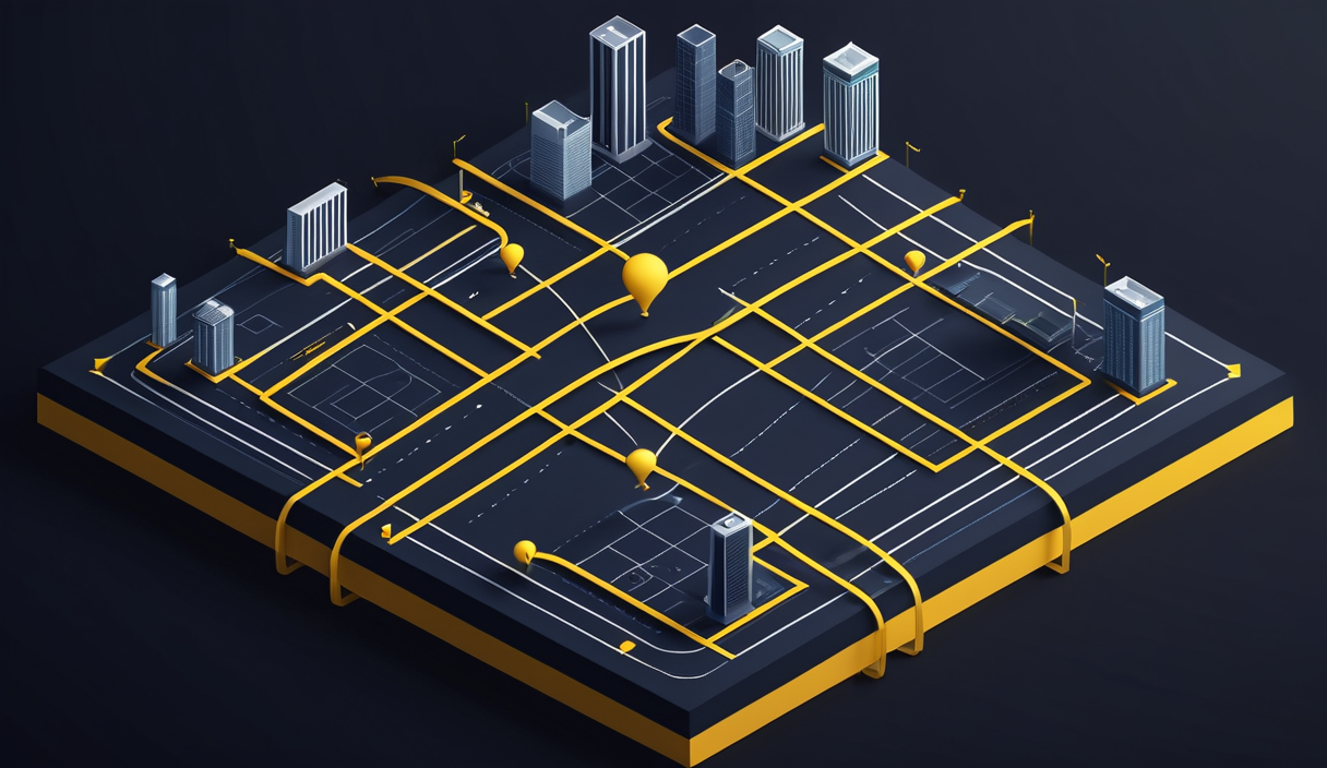 Global mobility network with route lines and city nodes